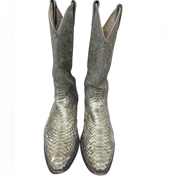 Dan Post snake skin 2 tone boots men’s SZ 9 - Picture 2 of 13
